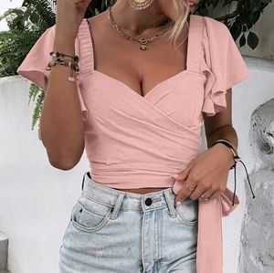 Pink Wrap Crop Top